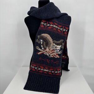 Polo Ralph Lauren Wool Blend American Eagle Shawl Scarf Western Style Blue & Red